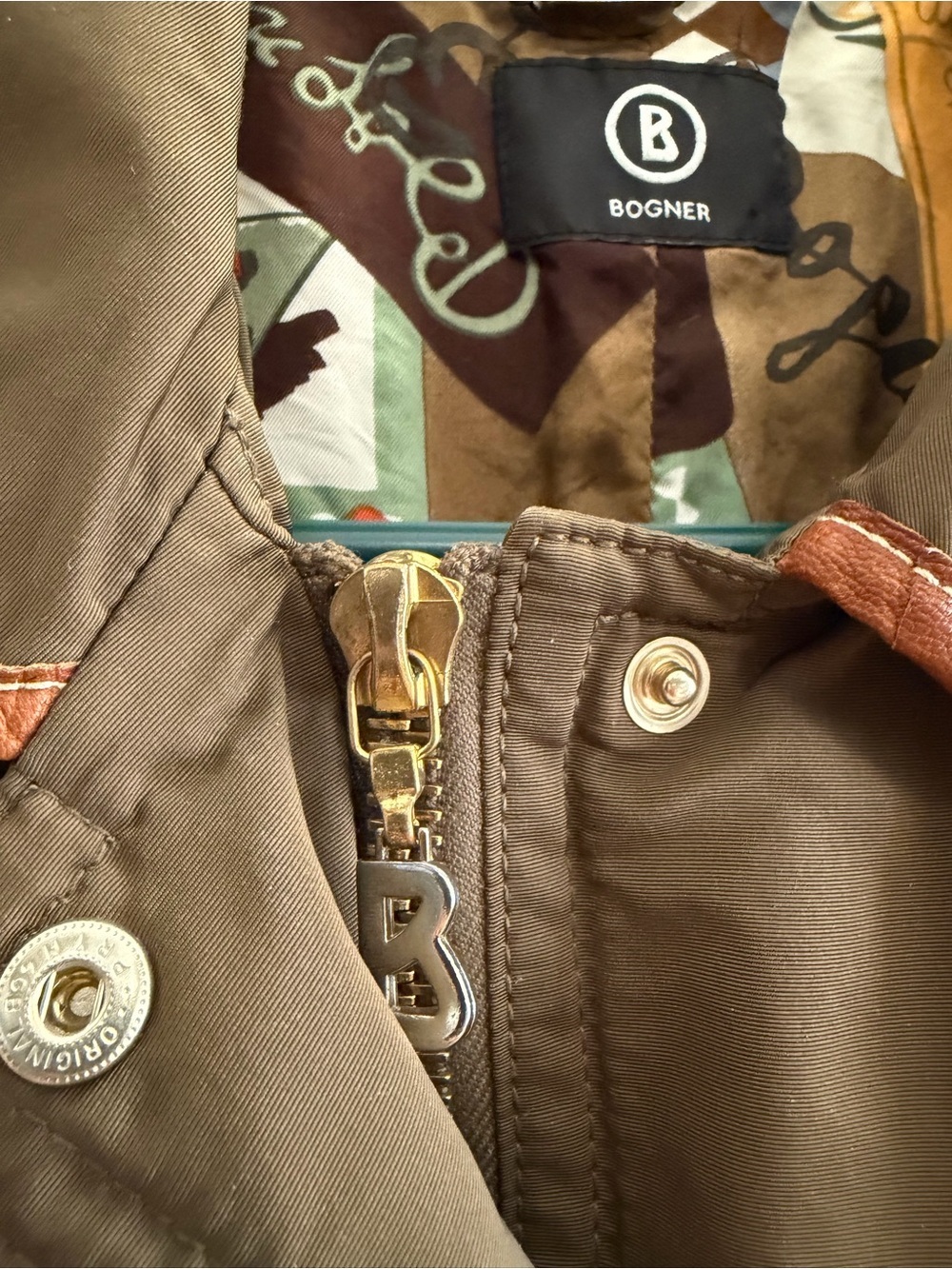 Vintage Bogner Utility Field Jacket Brown Leather Trim Safari Jacket Est Medium - Picture 12 of 14